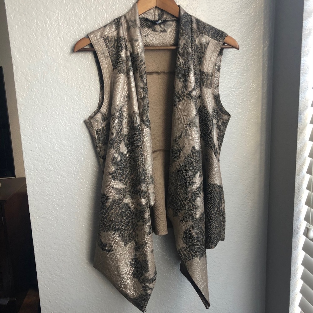 Sisters | Long Snake Skin Open Front Vest